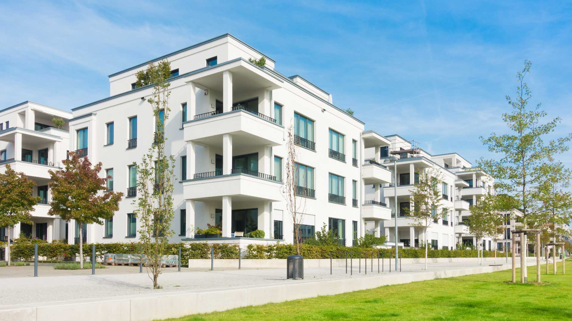 Mehrfamilienhäuser Wohngebiet und Park